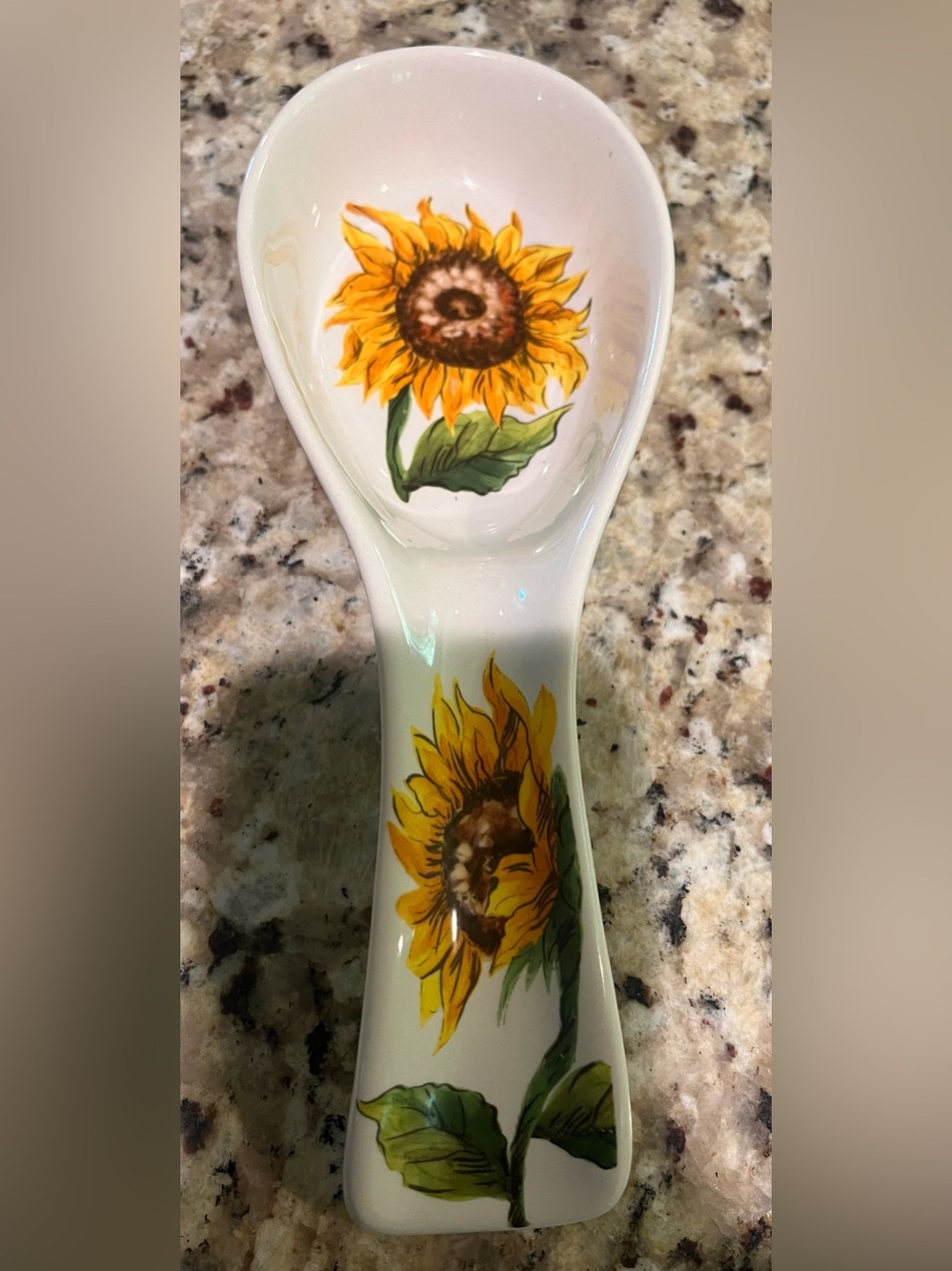 Maxcera Sunflower Ceramic Spoon Rest - Yellow Floral Accent